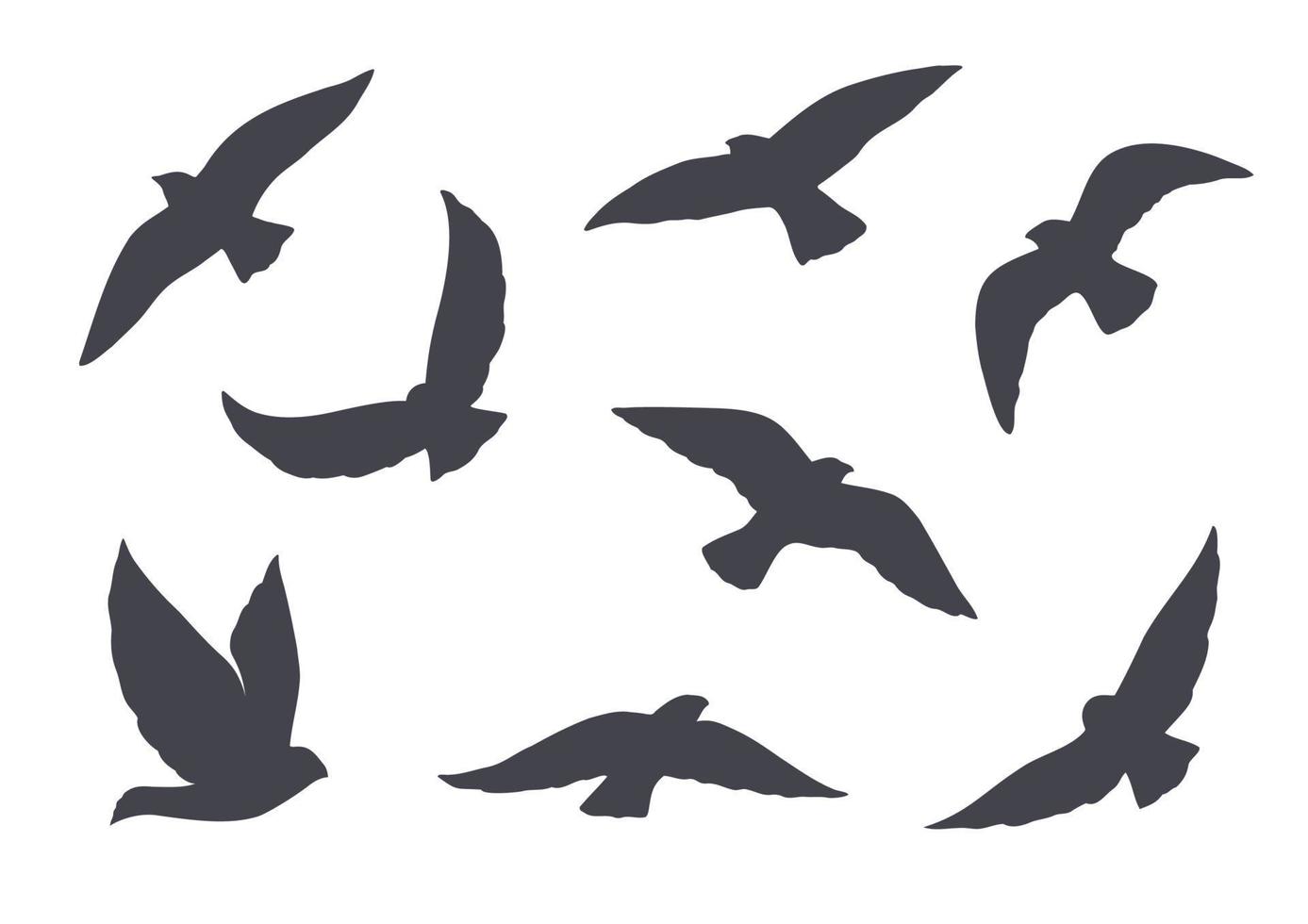 conjunto de siluetas de pájaros vectoriales vector
