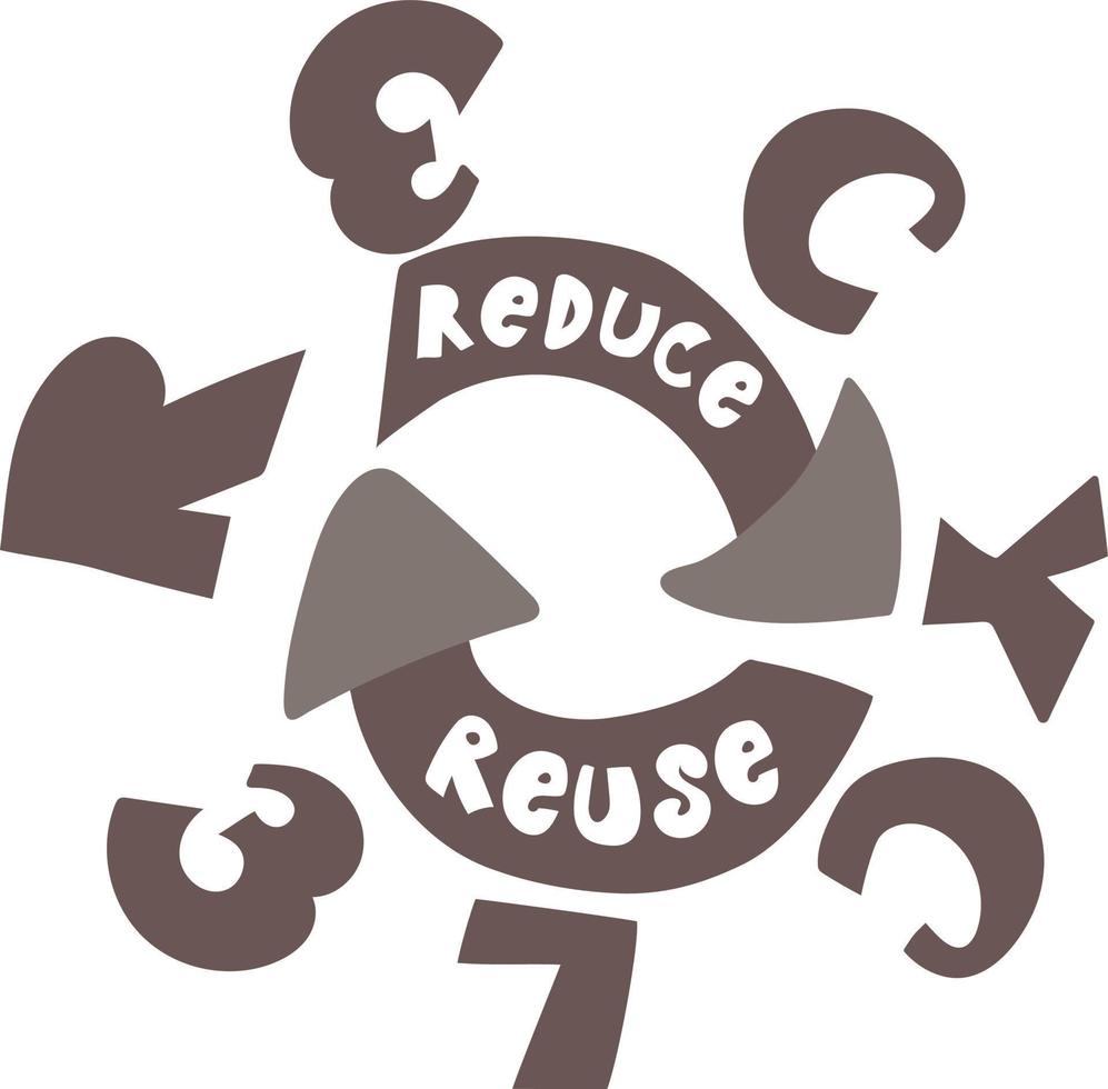 Reduce reuse recycle hand drawn lettering vector