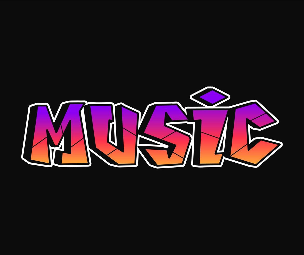 Music word trippy psychedelic graffiti style letters.Vector hand drawn doodle cartoon logo illustration.Funny cool trippy letters, fashion, graffiti style print for t-shirt, poster concept vector