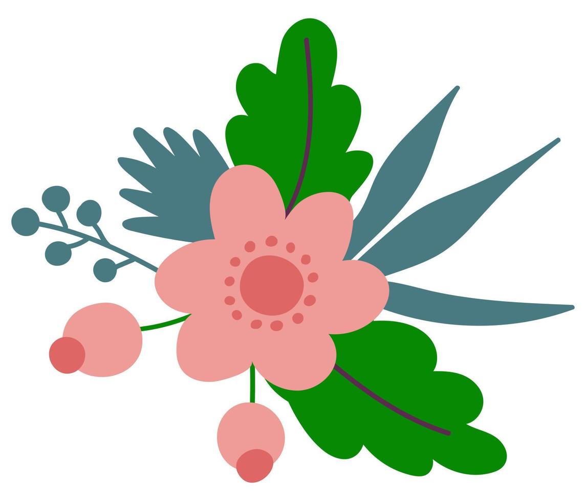 Cute hand drawn flower on a white, isolated background. Vector illustration.