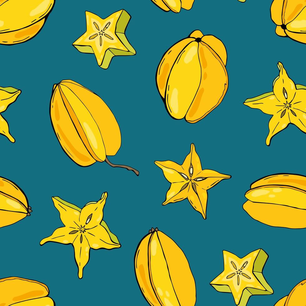 carambola fruta de patrones sin fisuras con carambola. diseño para tela, textil, papel pintado, embalaje. vector