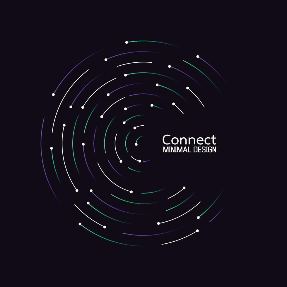 Data flow technology network connection. Abstract radial vortex circular trail background. Icon logo design. Vector background