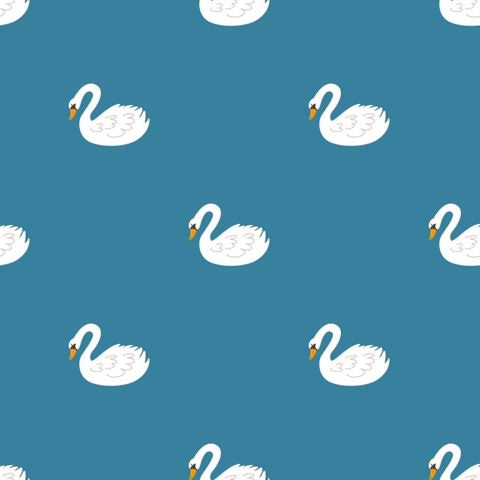 Children s seamless pattern with the image of white swan vector