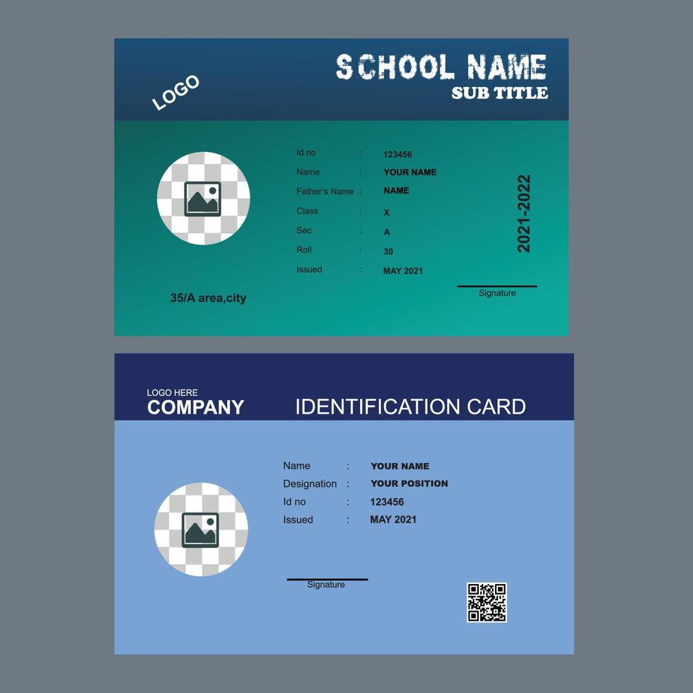 diseño único de tarjeta de identificación para identidad vector