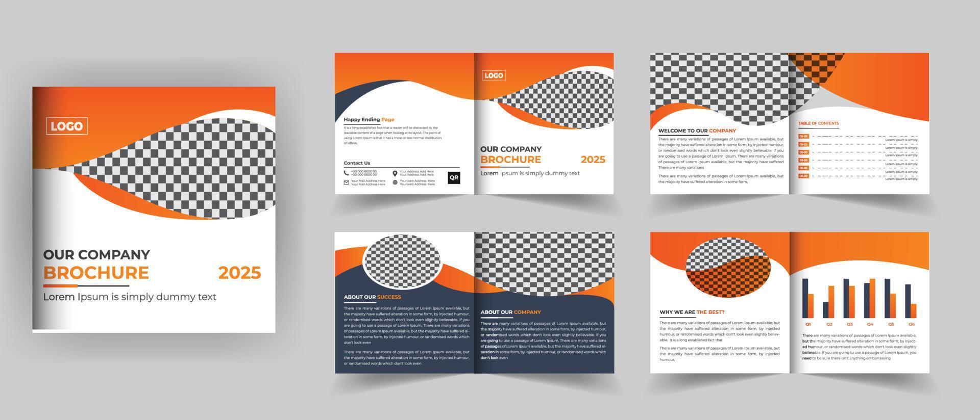 8 Pages square bifold brochure design vector
