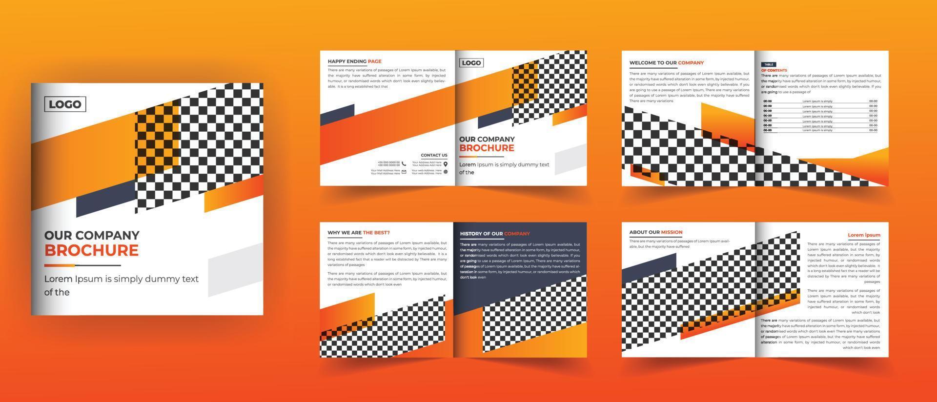 8 Pages square bifold brochure design vector