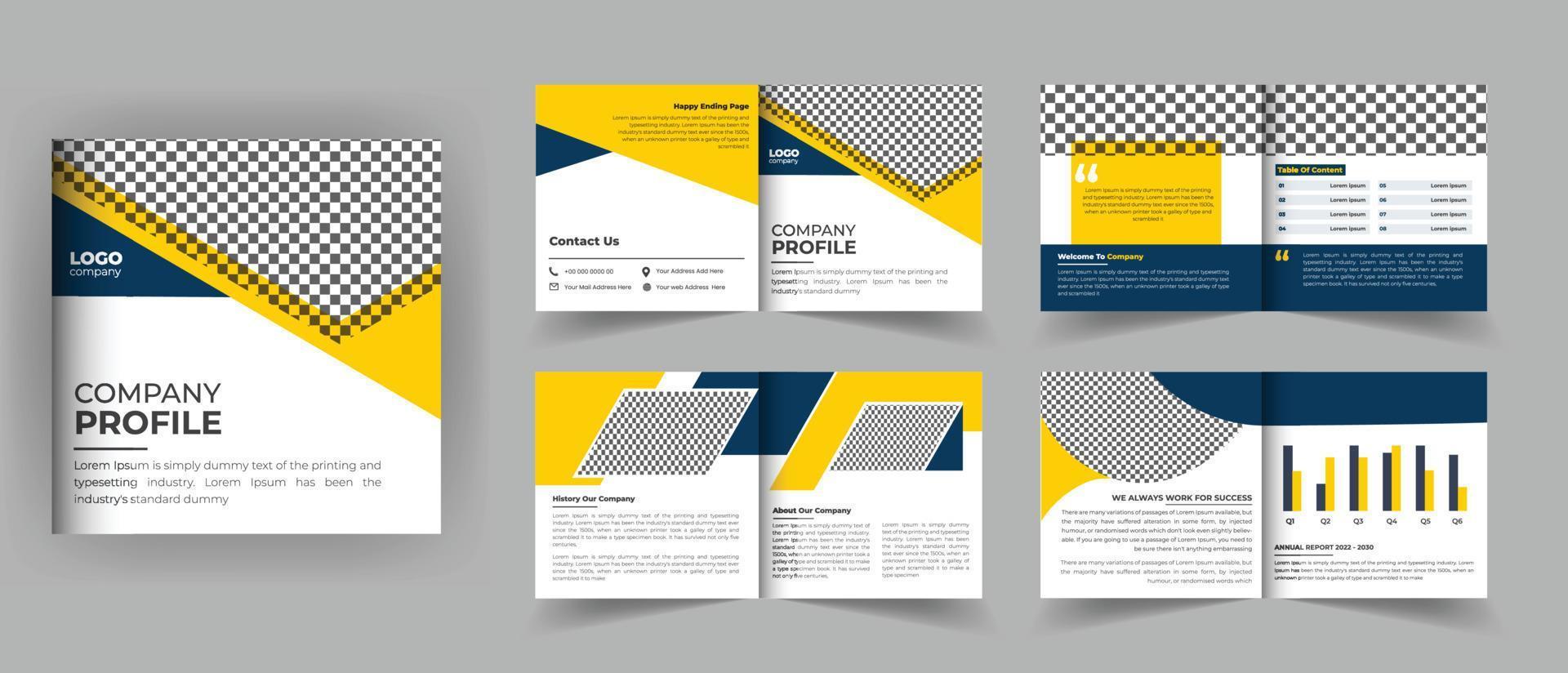 8 Pages square bifold brochure design vector