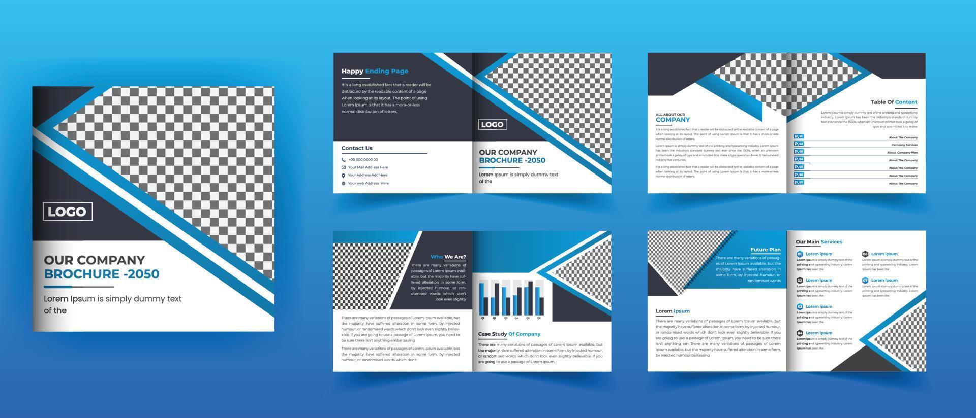 8 Pages square bifold brochure design vector