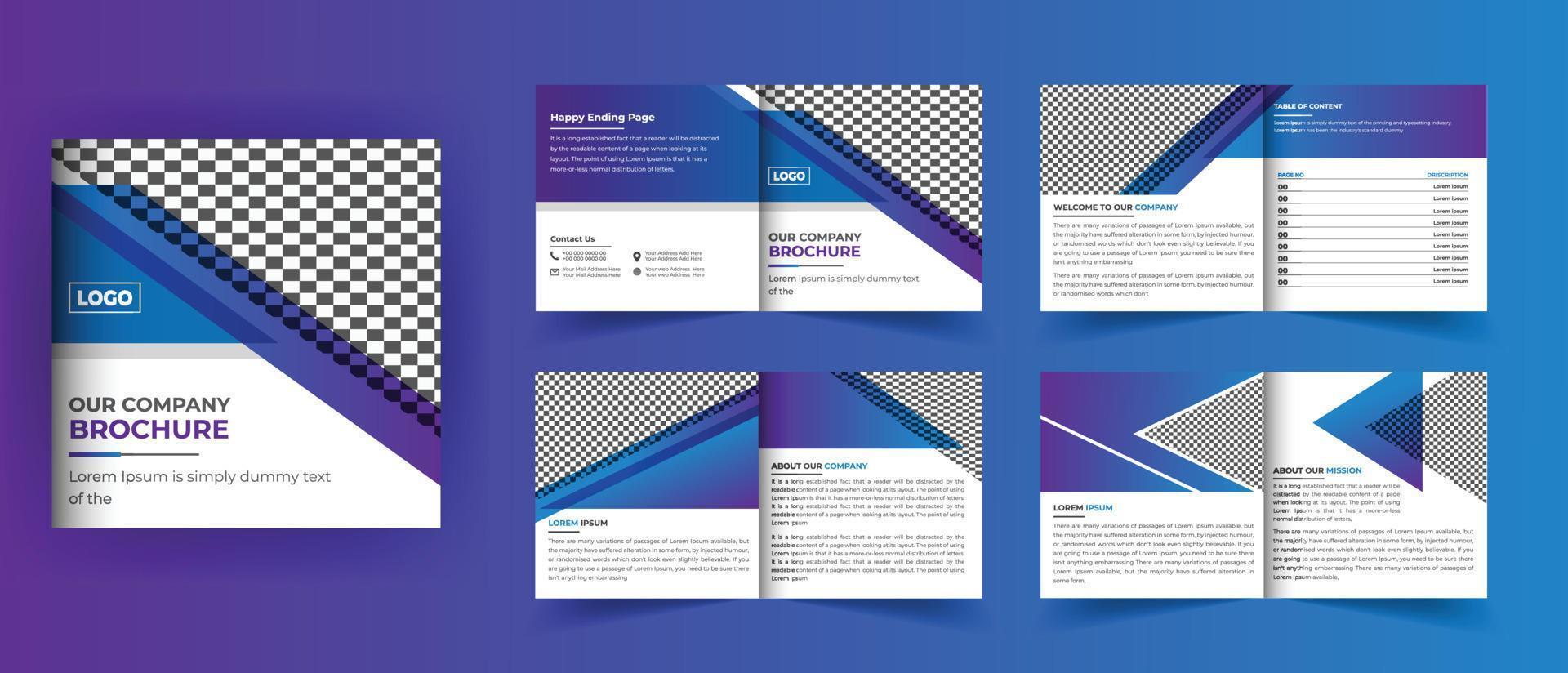 8 Pages square bifold brochure design vector