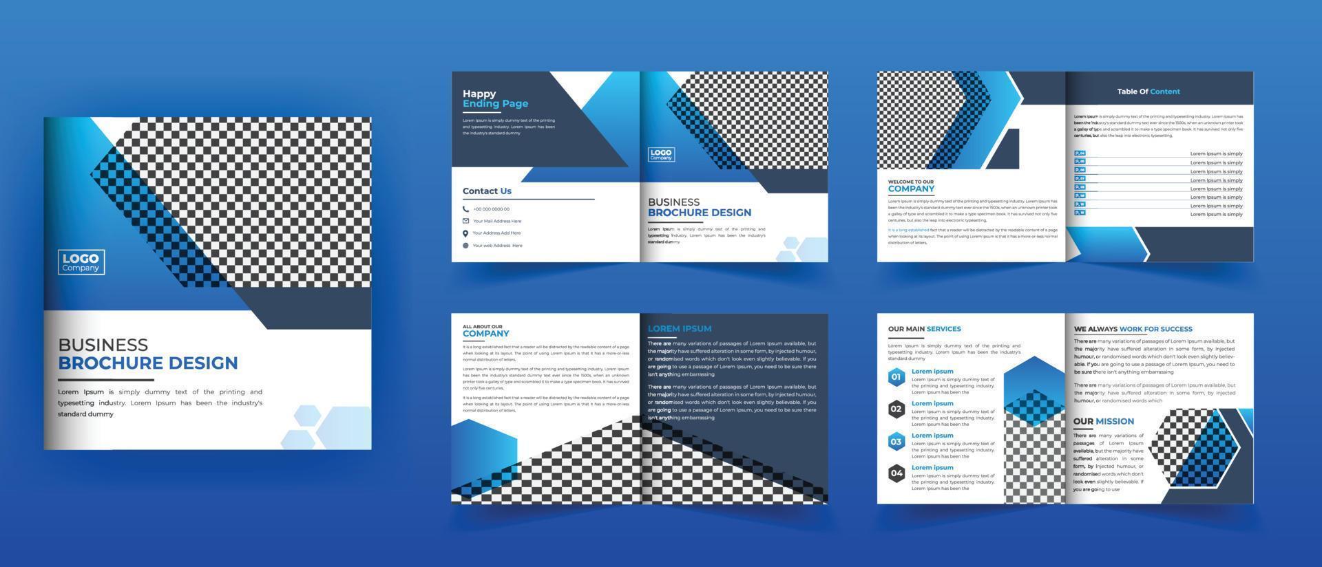 8 Pages square bifold brochure design vector