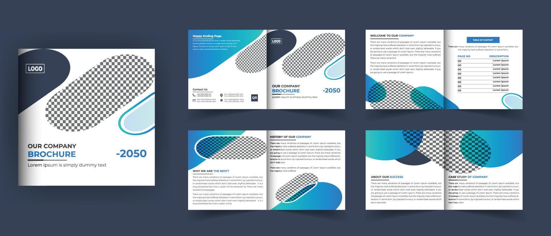 8 Pages square bifold brochure design vector