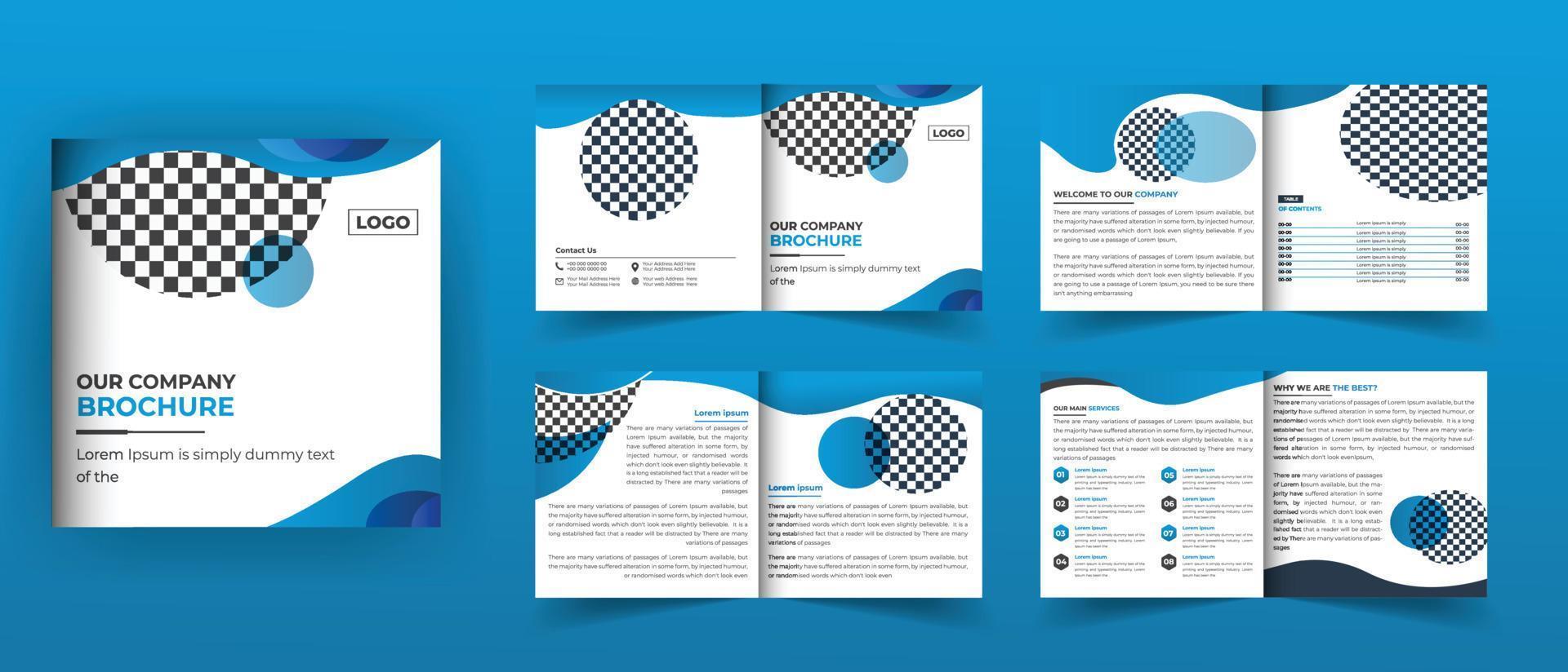 8 Pages square bifold brochure design vector