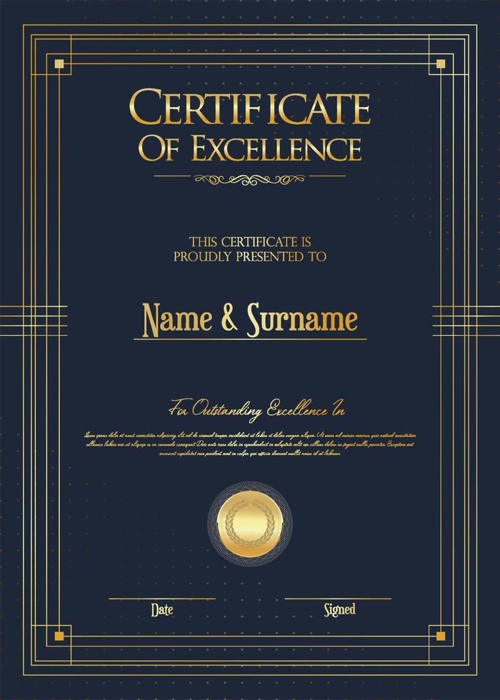 certificate or diploma retro vintage design vector