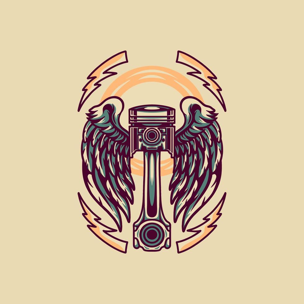 Piston With Wings Retro Illustration vector