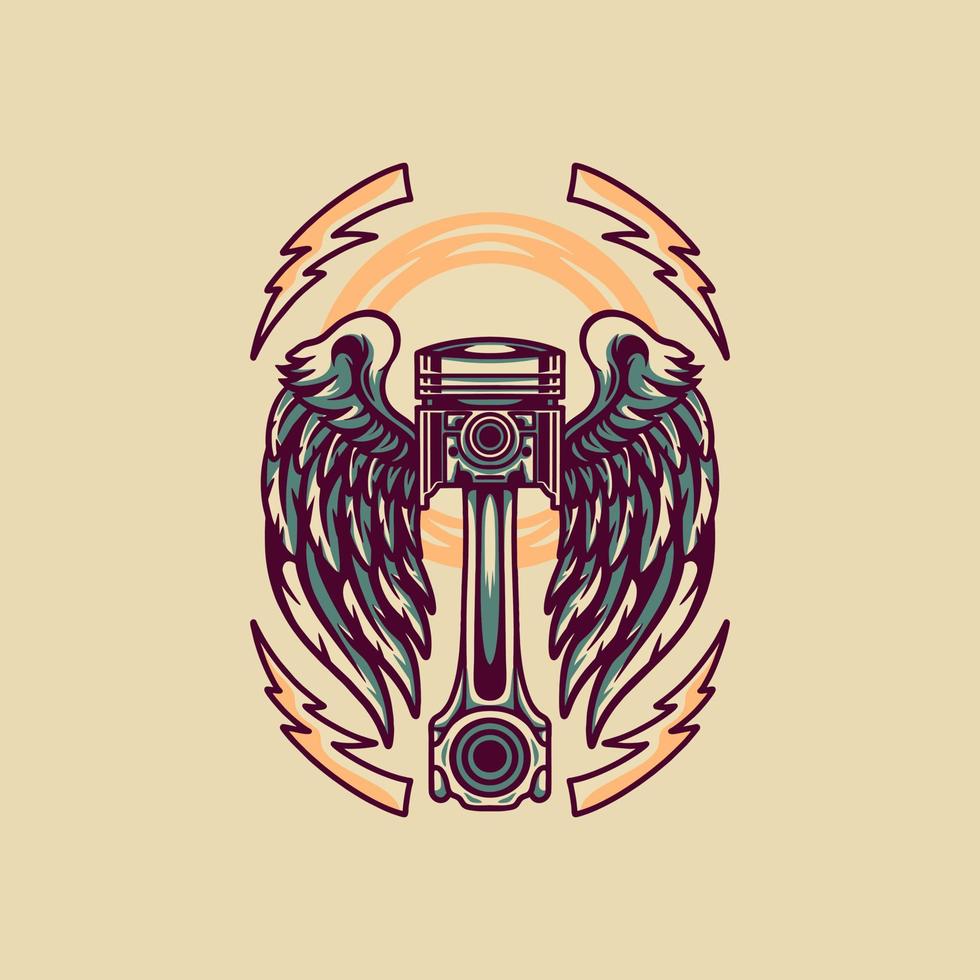 Piston With Wings Retro Illustration vector