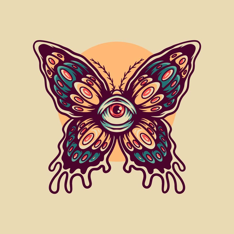 ojo mariposa retro ilustración vector