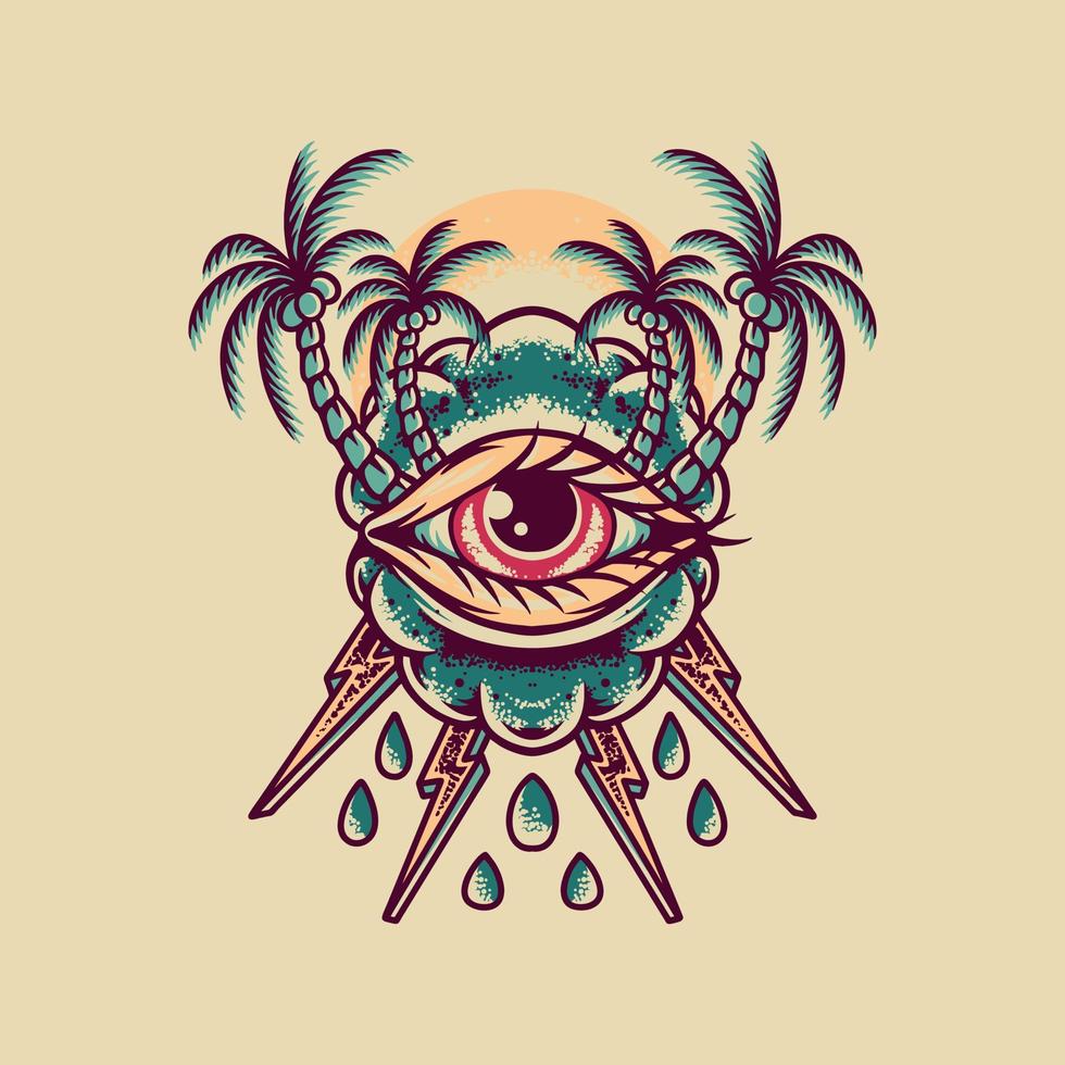 ilustración retro de ojo de verano vector