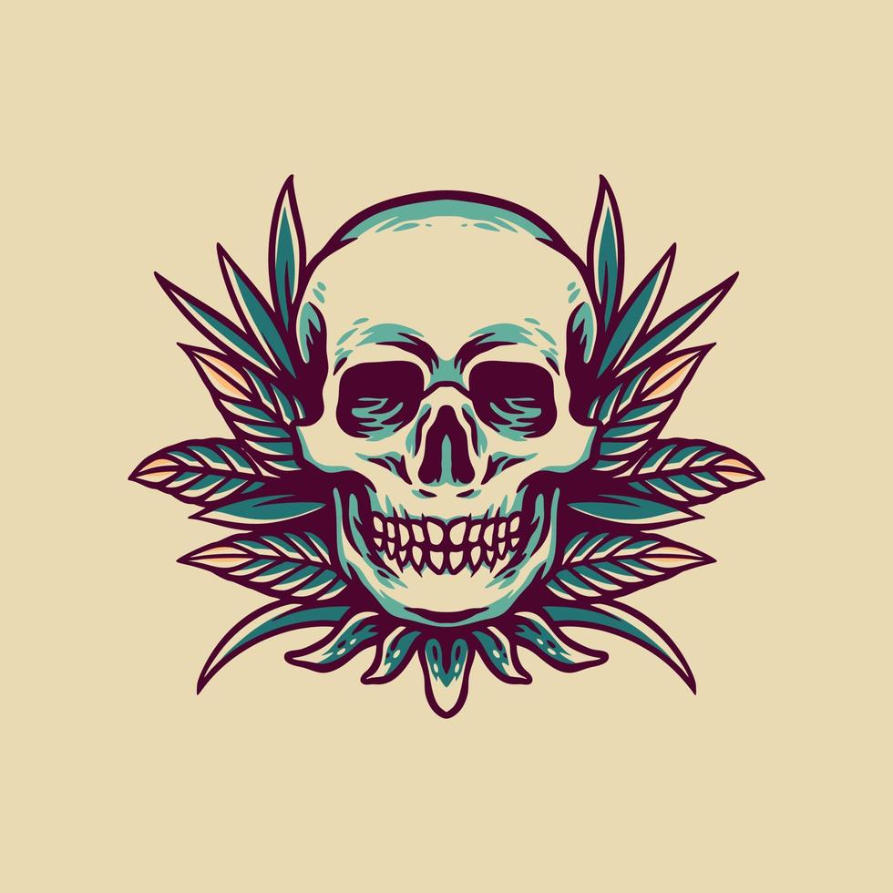 Skull Plant Retro Illustration vector
