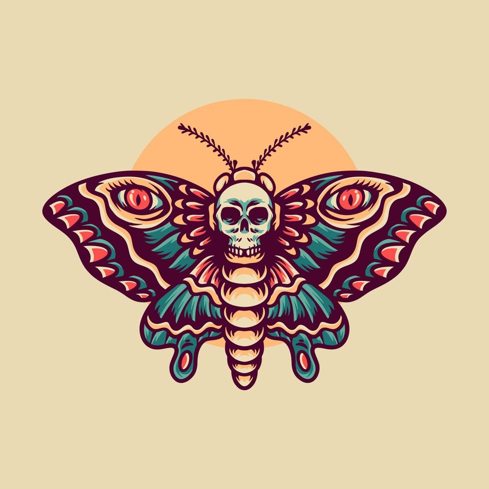Skull Butterfly Retro Illustration 10923098 Vector Art at Vecteezy