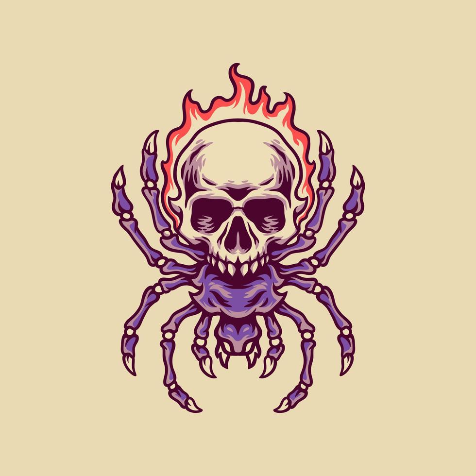Skull Tarantula Retro Illustration vector