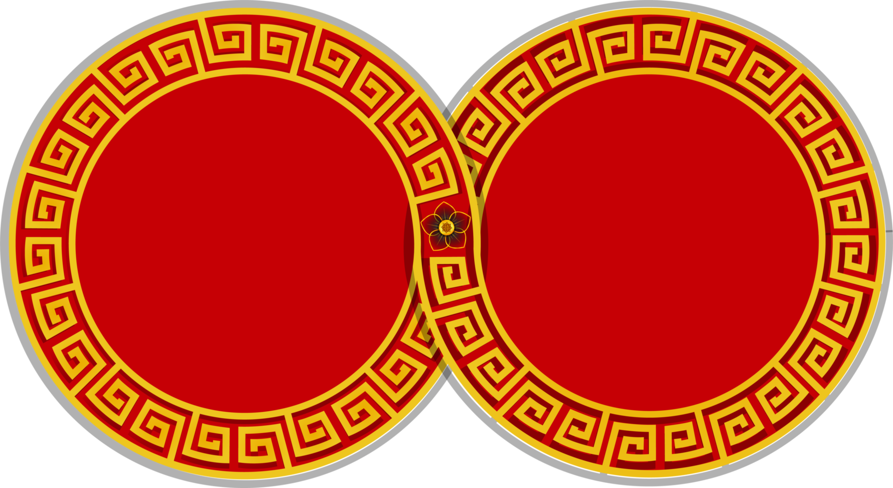 twin of single of gold pattern oriental asia element circle style png