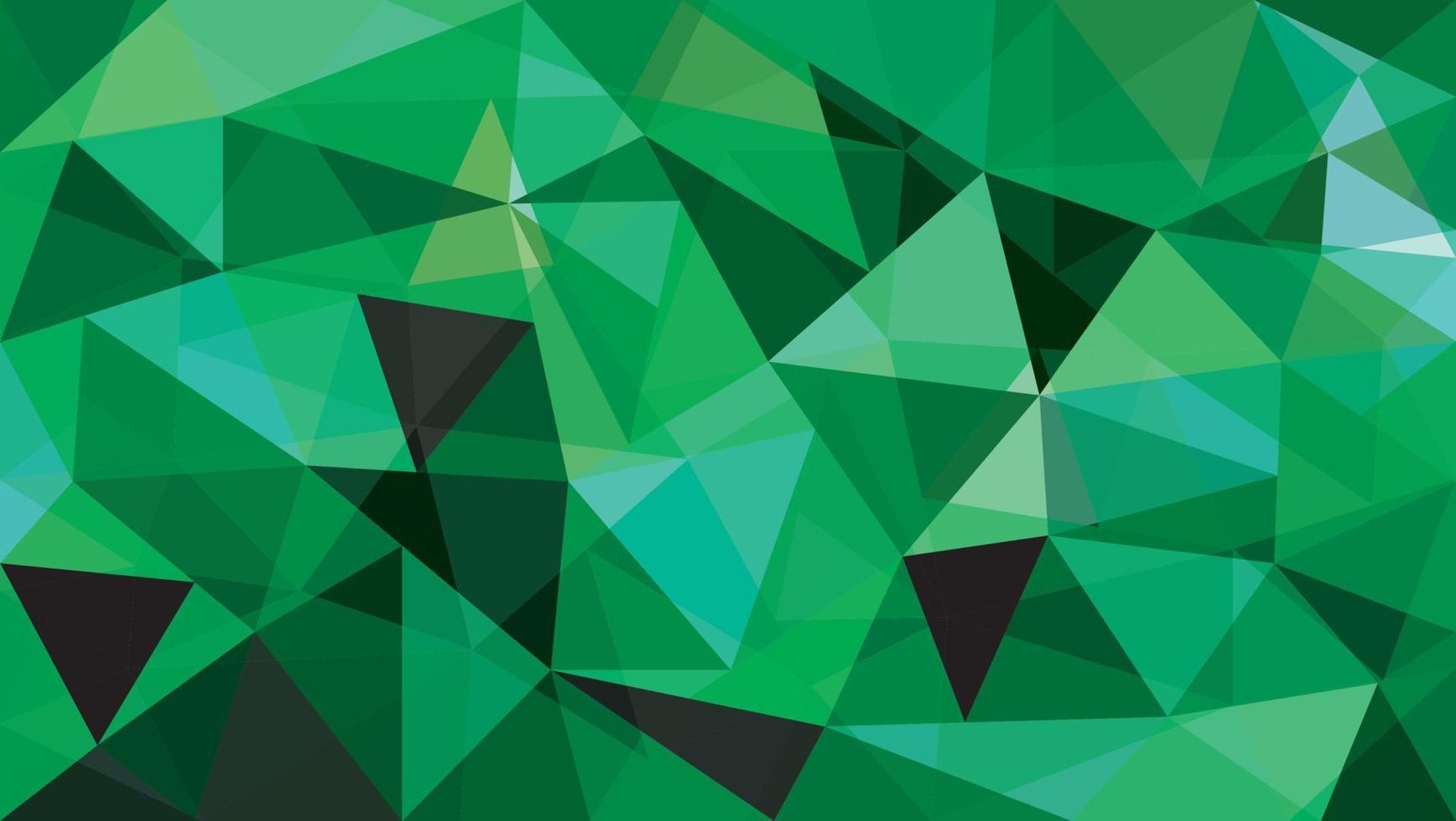 Abstract green low poly background. Many intersecting and overlapping triangles. Modern style vector