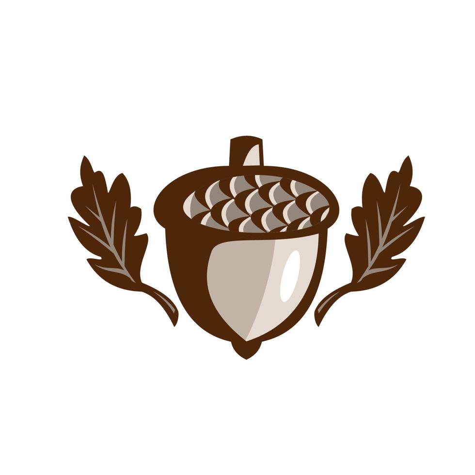 Acorn Oak Leaf Isolated Retro vector