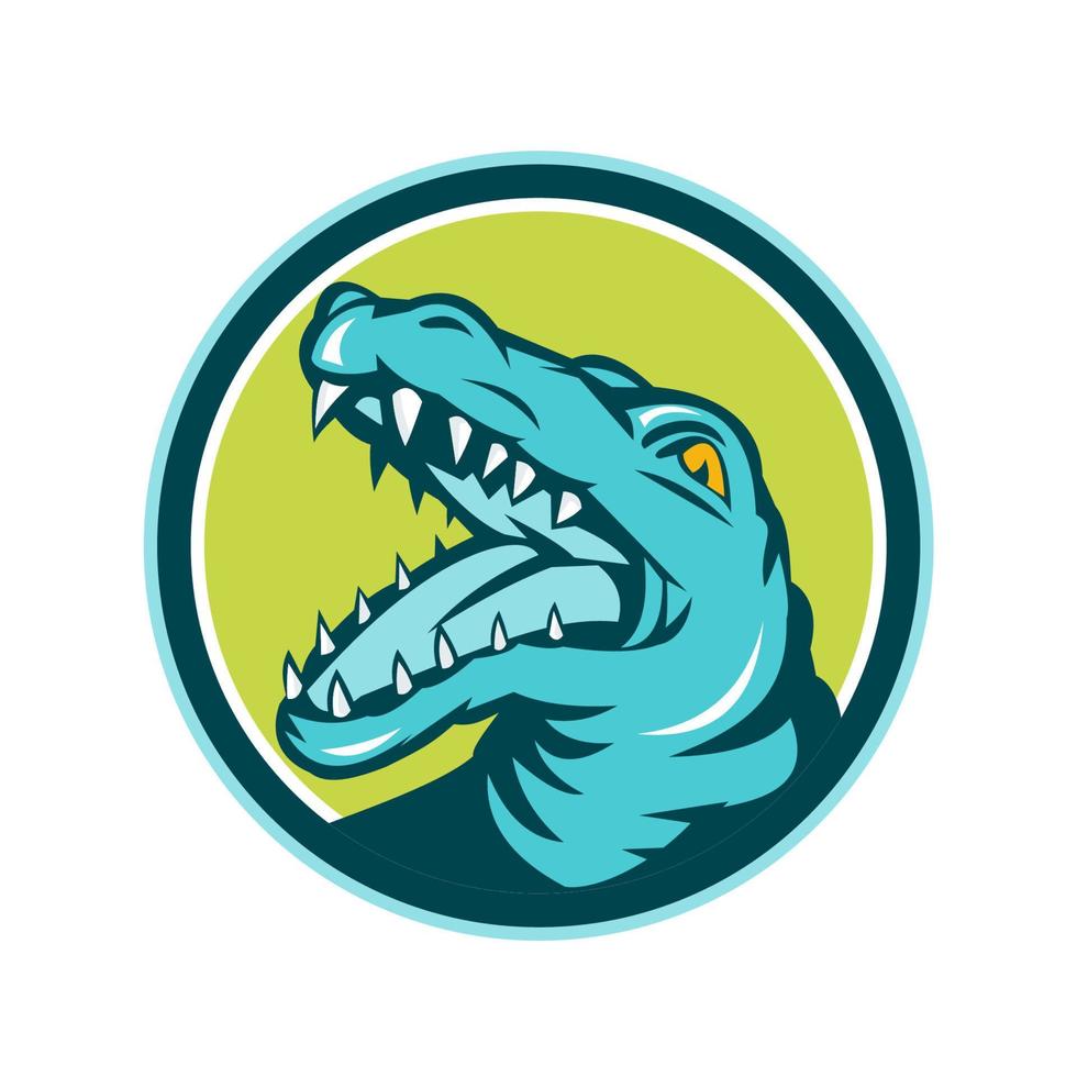 Angry Alligator Head Snout Circle Retro vector