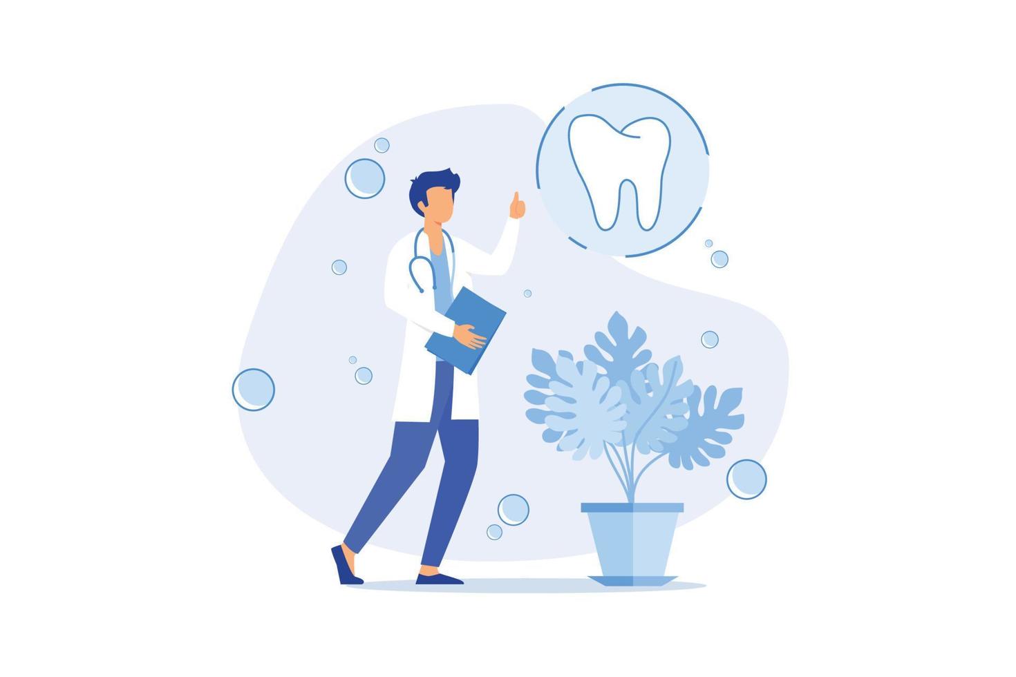 servicio dental privado, clínica de odontología, seguro de salud, salud dental, dentista de emergencia, hacer una cita diseño plano ilustración moderna vector