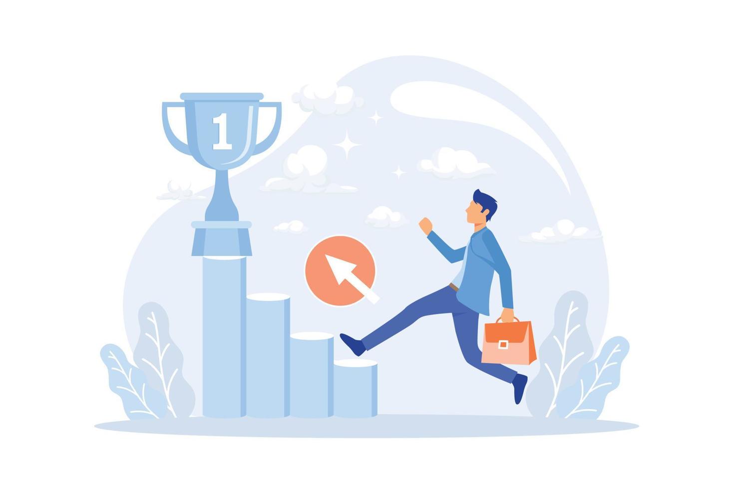 people run to their goal on the column of columns, move up motivation, vector, the path to the target's achievement flat design modern illustration vector