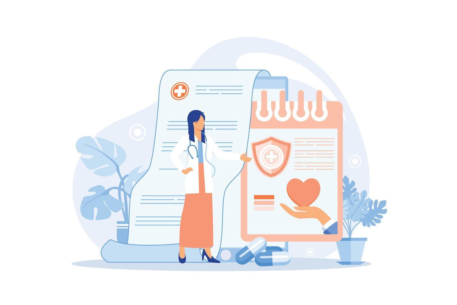 Health Insurance design concept with umbrella protection flat vector illustration