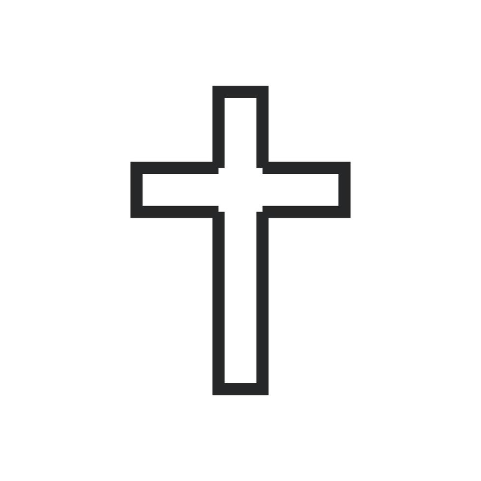 Cross religion god vector illustration icon. Symbol christianity and shape christian sign. Religious crucifix faith and catholicism black holy art. Spirituality element jesus design and isolated white