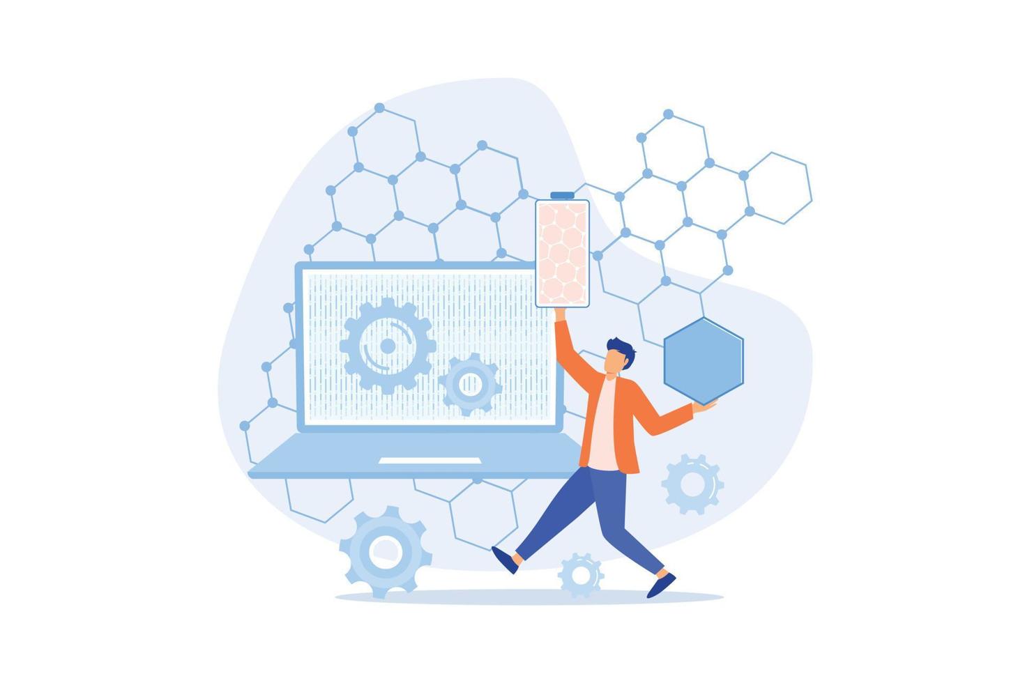 Graphene technologies Artificial graphene compound, carbon dioxide nanomaterial, modern science revolution, high-frequency electronic sensors flat design modern illustration vector