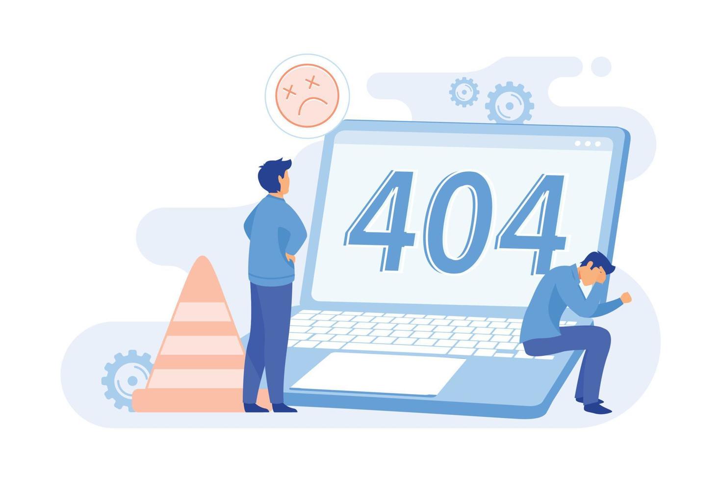 404 error concepto abstracto 404 plantilla, falla de descarga del navegador, página no encontrada, solicitud del servidor, no disponible, problema de comunicación del sitio web diseño plano ilustración moderna vector