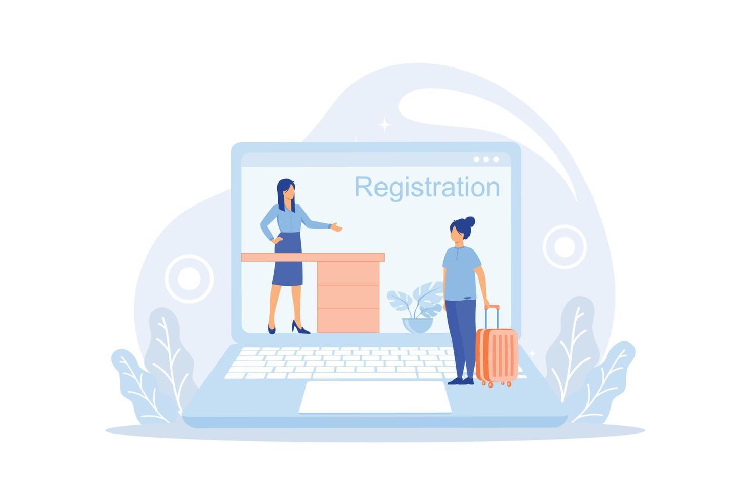 Enter login and password. Registration page on screen. Sign in to your account creative metaphor. Login page. Mobile app with user page. Identification in internet vector
