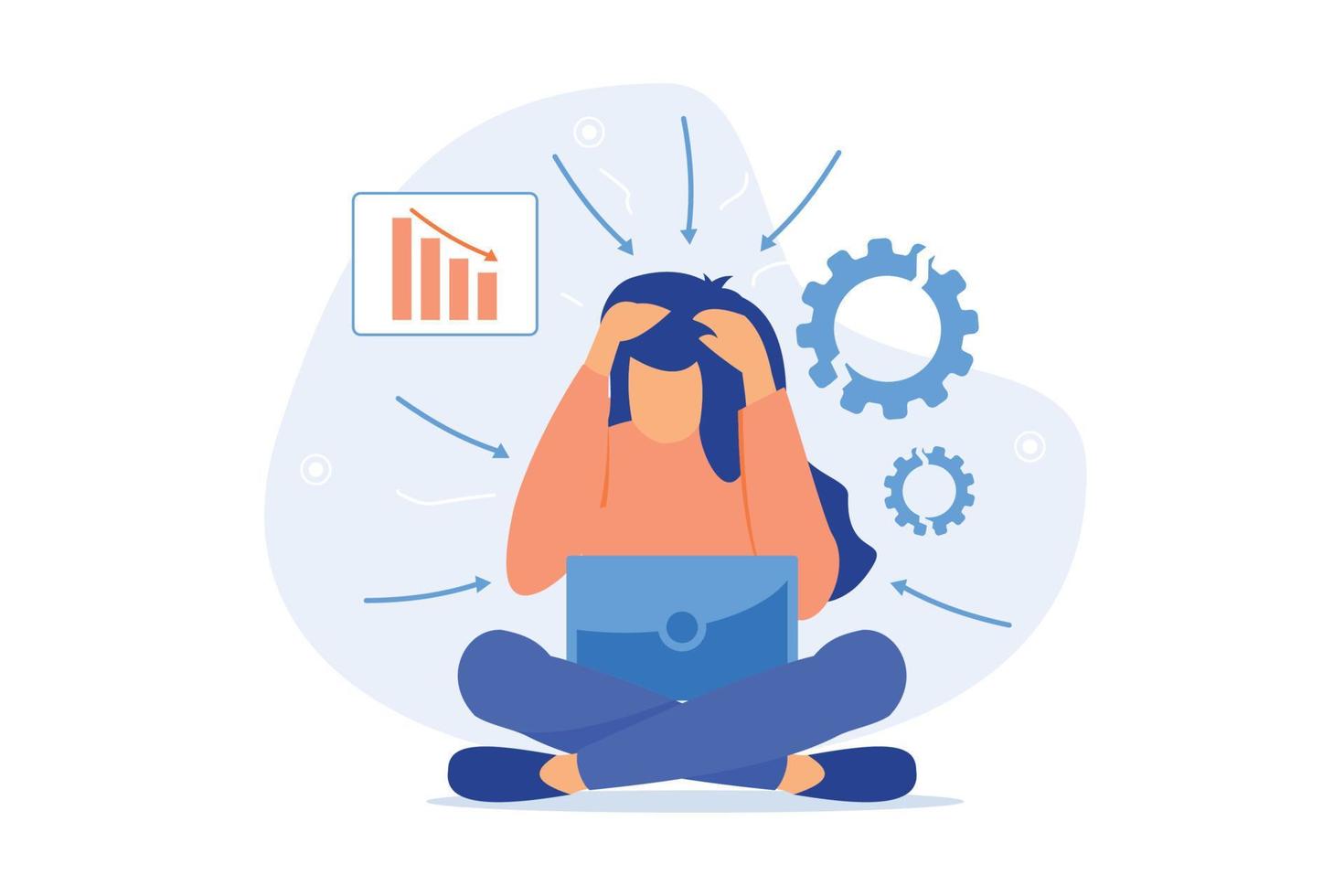 Frustration Depression treatment, frustration management, anxiety and anger control, emotionally intelligent habits, mental health problem flat design modern illustration vector