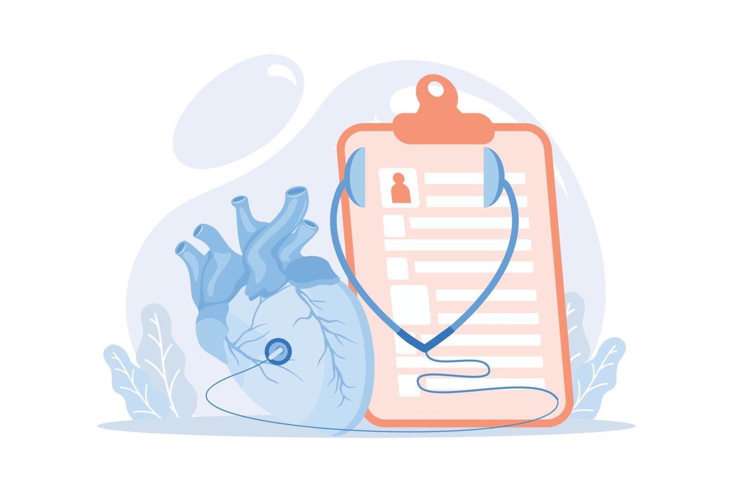 Hypertension Cardiological problem, high blood pressure, measuring device, cholesterol level diagnostic, hypertension cause, ambulance flat design modern illustration vector