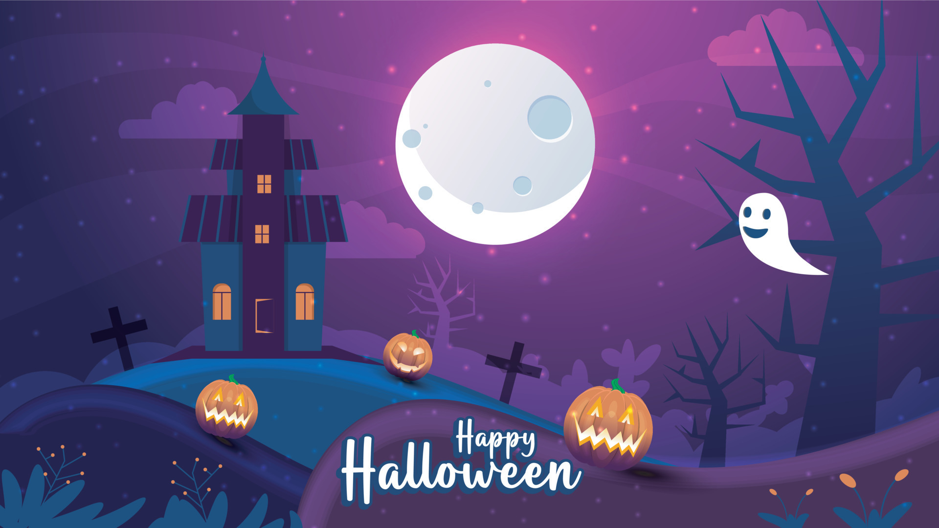 Happy Halloween pumpkin horror background illustration 10925737 Vector ...