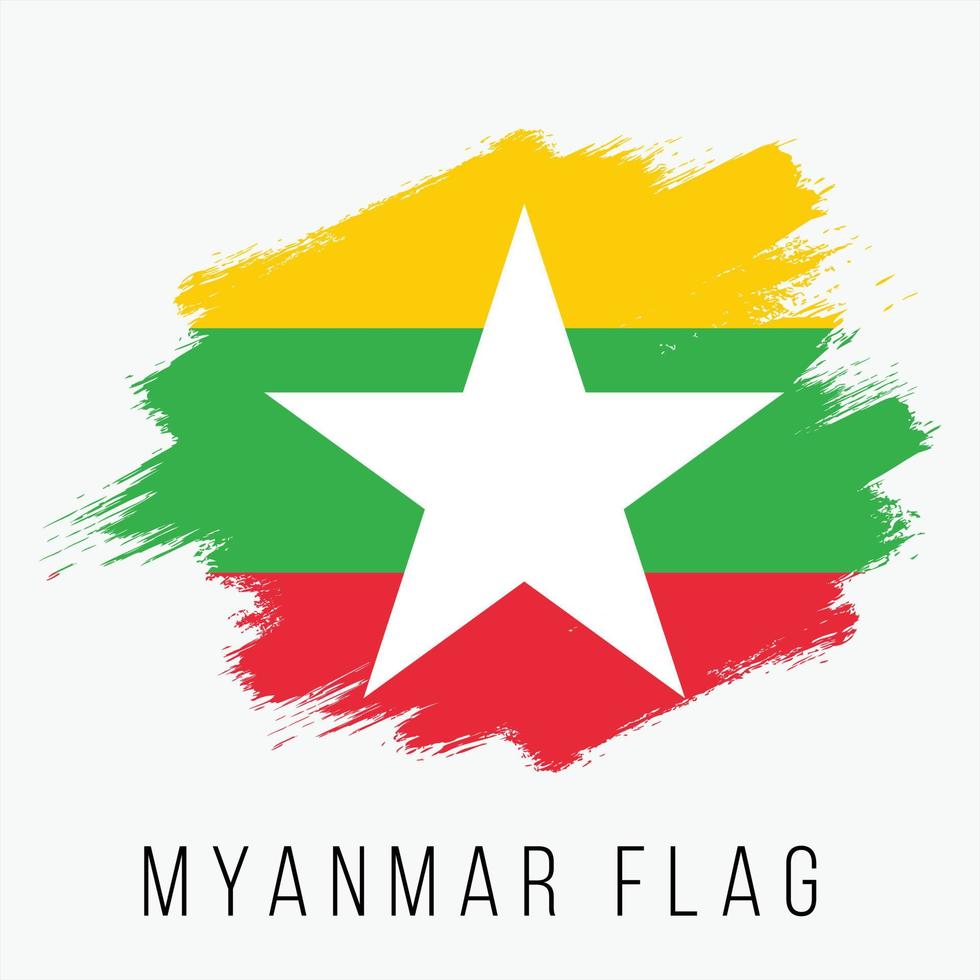 Grunge Myanmar Vector Flag