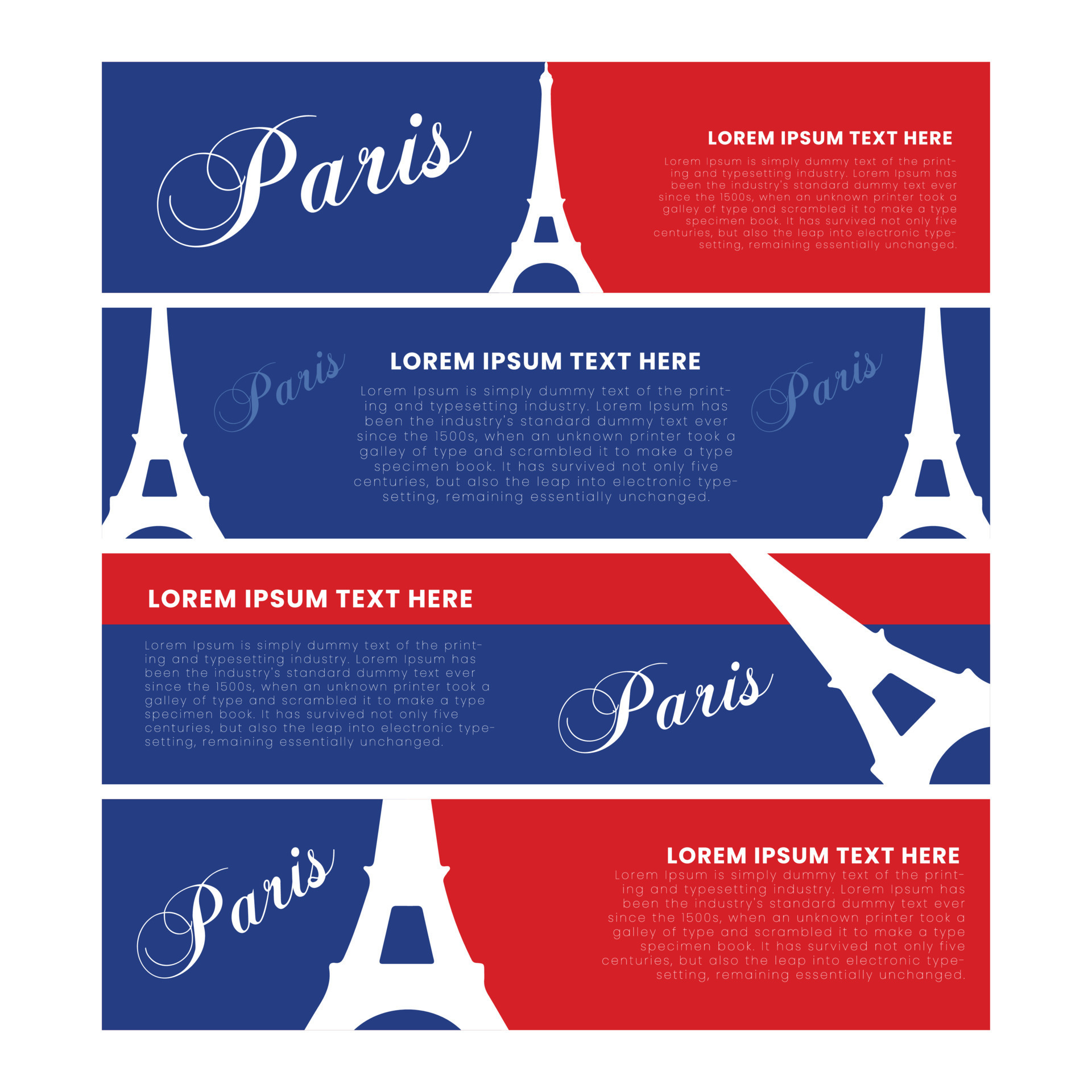 Paris Banner Design. Paris Facebook Cover Template 10925893 Vector Art