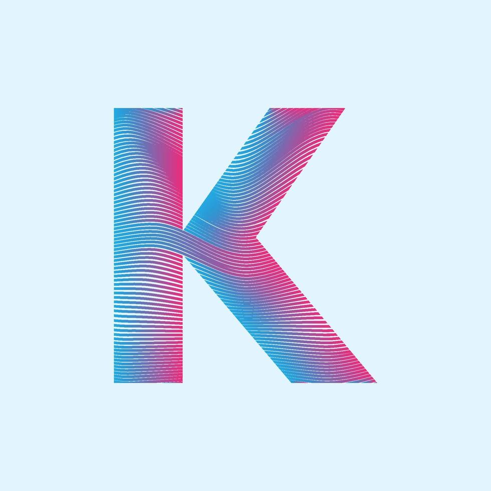 Alphabet K in mesh design premium vector illustration