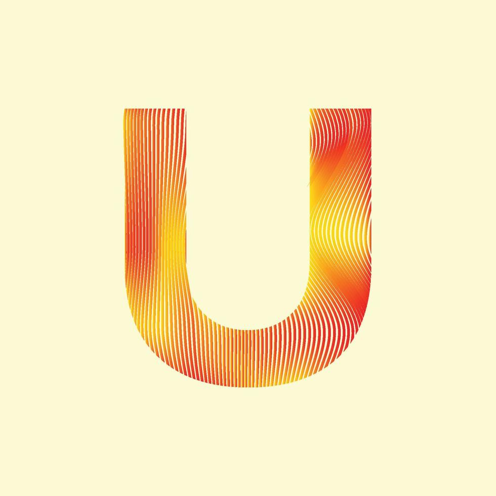 Alphabet U in mesh design premium vector illustration