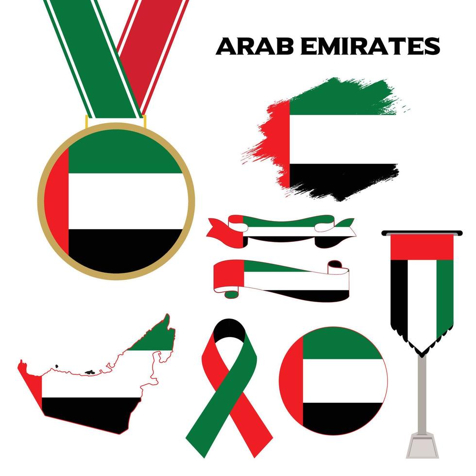 colección de elementos con la bandera de la plantilla de diseño de emiratos árabes unidos vector