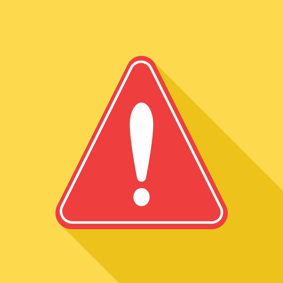 Warning sign icon on yellow background. vector
