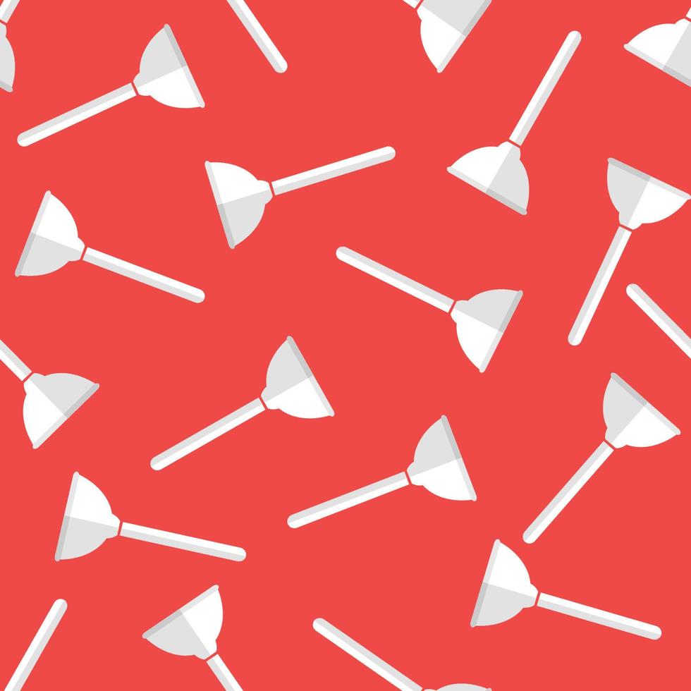 Toilet plunger seamless pattern on red background. vector