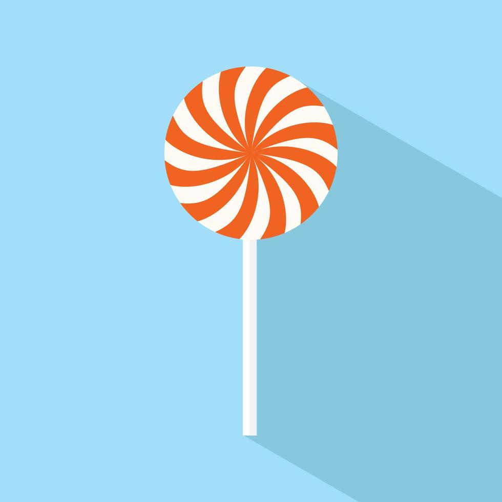 icono de caramelo de piruleta con una larga sombra sobre fondo azul. vector