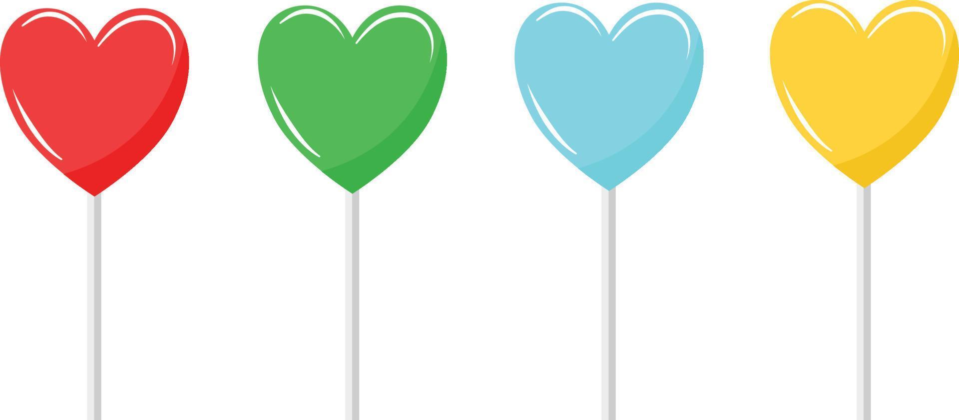 set of heart Lollipops on white background. vector