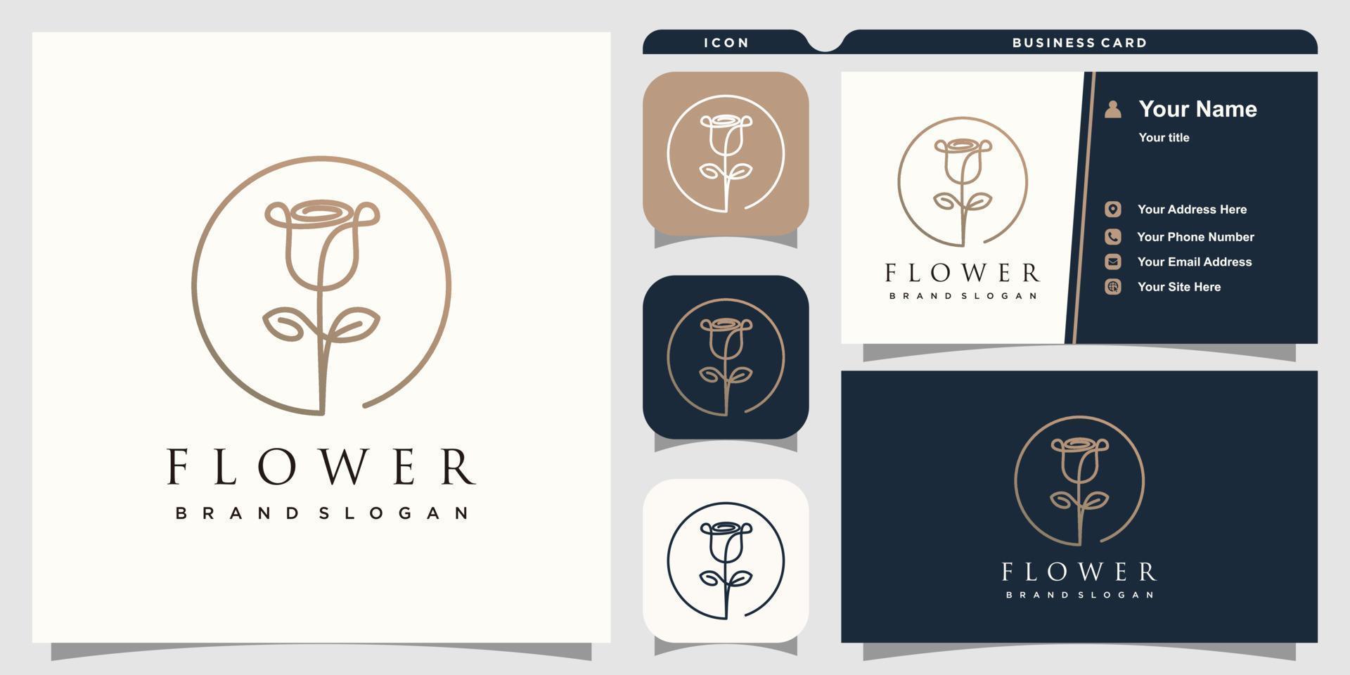 Flower logo with abstrac design and business card template vector