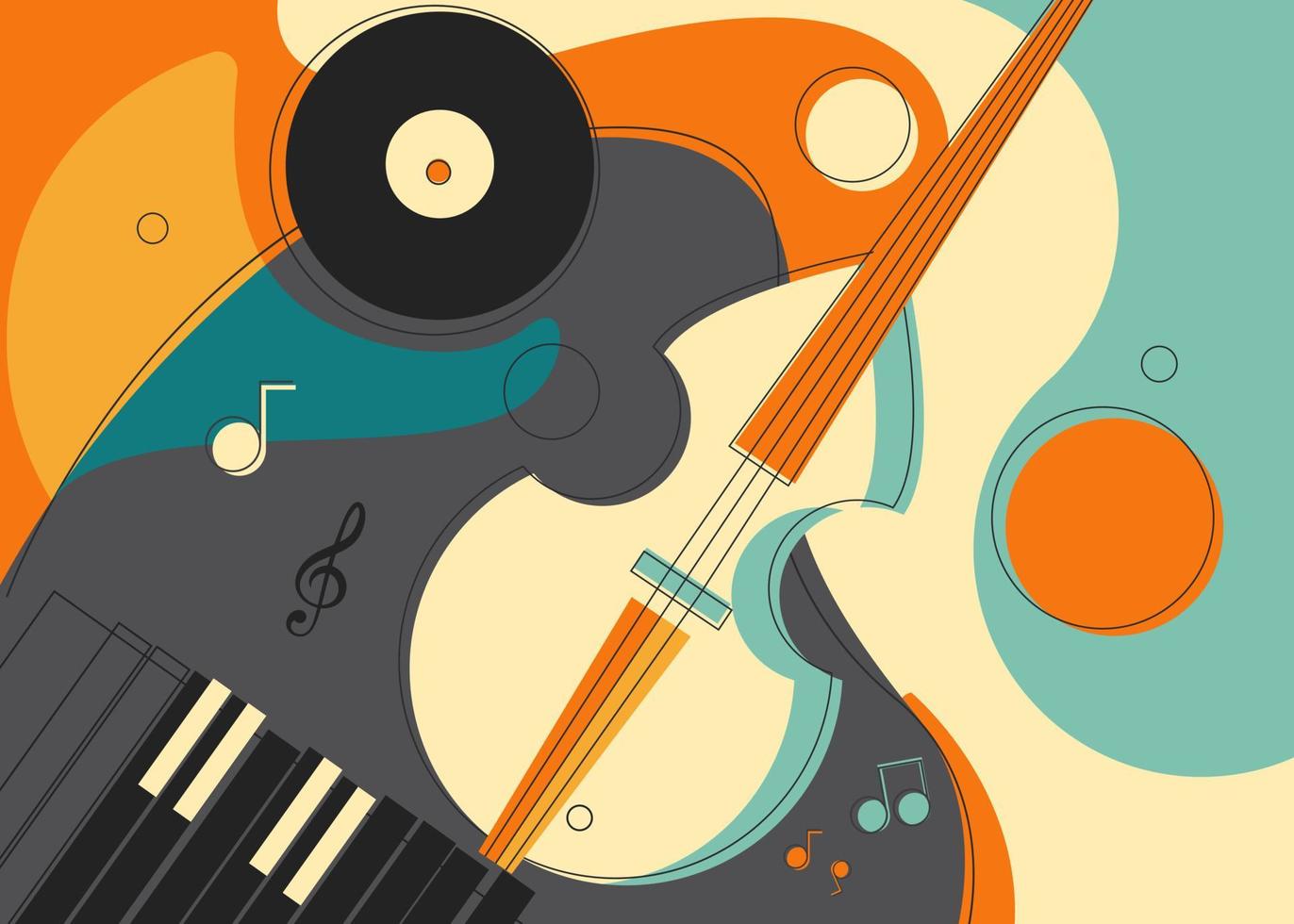 Banner with violin and piano. vector