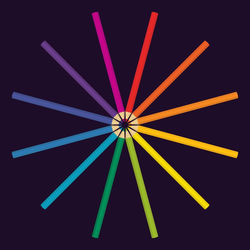 Color wheel made up of pencils. Creative palette in abstract style. vector